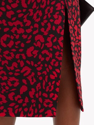 No.21 High-rise Leopard-jacquard Twill Skirt - Red Multi