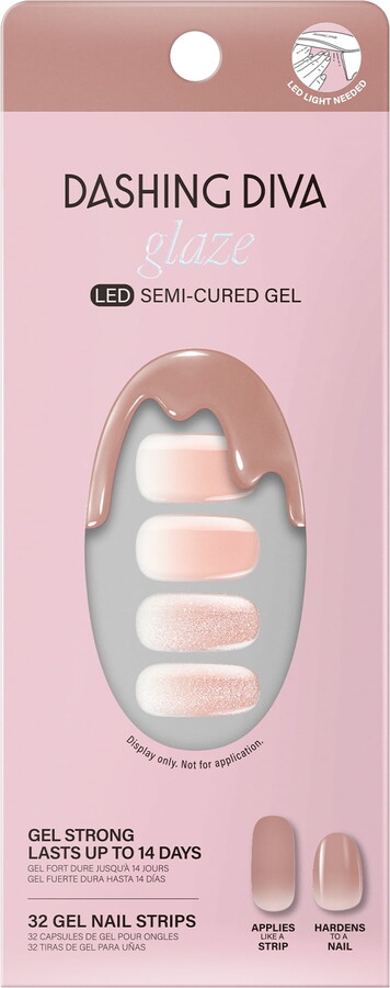 DASHING DIVA Glaze Semi-Cured Gel Nails, Velvet Blush, 32 Count