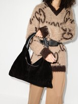 Thumbnail for your product : Valentino Garavani black Rockstud suede and leather tote bag