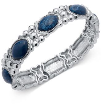 Nine West Rose Gold-Tone Blue Stone Stretch Bracelet