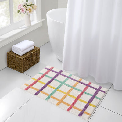Hallmark Multicolor Chromatic Grid Cotton Rich Bath Rug, 20" x 30"