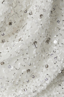 retrofete Mich Draped Embellished Tulle Mini Dress - White