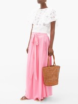 Thumbnail for your product : Melissa Odabash Kristal Belted Broderie-anglaise Cotton Top - White