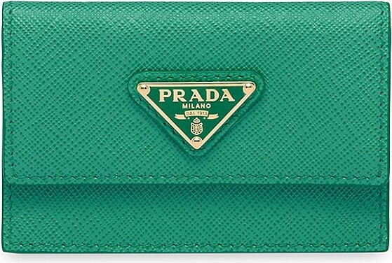 Prada Green Saffiano Leather Badge Holder Prada