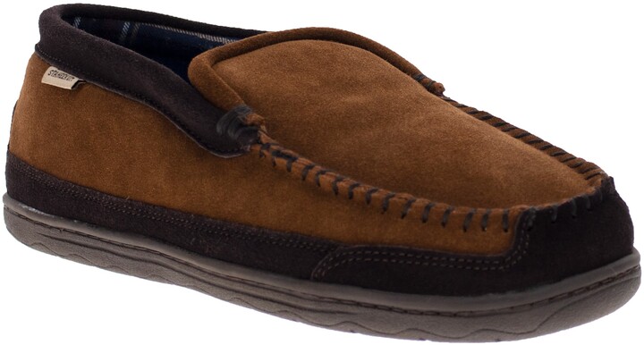 mens flannel lined leather slippers