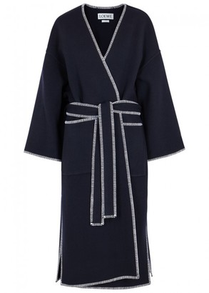 Loewe Navy Wool And Cashmere Blend Coat