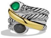 Thumbnail for your product : David Yurman Viridian Crossover Ring with Green Onyx, Gray Sapphires, and Gold