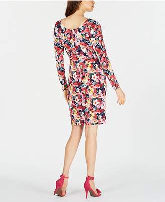 Betsey Johnson Floral-Print Long-Sleeve Sheath Dress