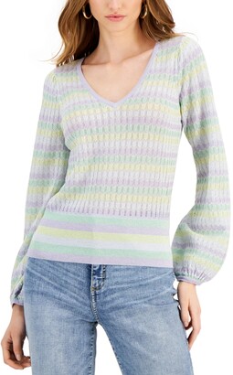 INC International Concepts Womens Sheer Striped Sweater