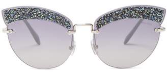 Miu Miu Glitter Embellished Cat Eye Sunglasses - Womens - Grey Multi