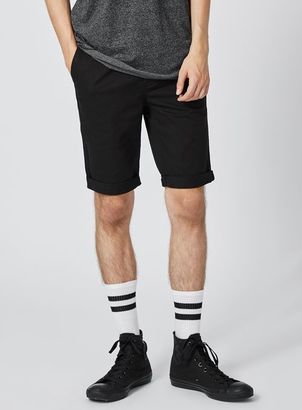 Topman Black Long Length Stretch Skinny Chino Shorts