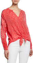 Thumbnail for your product : Johnny Was Hunter Long-Sleeve Tie-Front Sheer Georgette Blouse