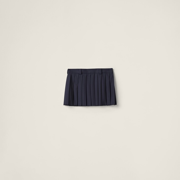 Miu Miu Pleated Batavia Miniskirt Woman Navy Size 36