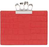 Thumbnail for your product : Alexander McQueen Knuckle Crocodile Effect Leather Clutch - Womens - Red