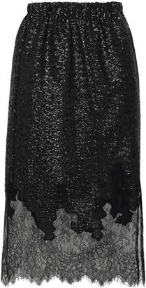 Robert Rodriguez Chantilly Lace And Sequined Knitted Skirt