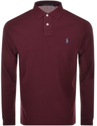 Ralph Lauren Long Sleeved Polo T Shirt Burgundy