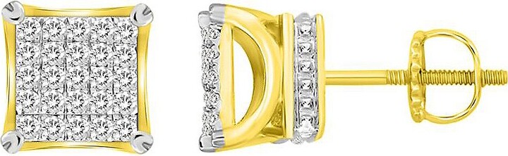 QVC Men's Diamond Accent Pave Stud Earrings, 10K Go ld