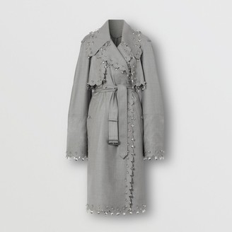 Burberry Crystal Ringpierced Wool Reconstructed Trench Coat