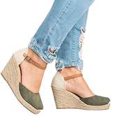 Thumbnail for your product : Huiyuzhi Womens Wedge Sandals Ankle Strap Cap Toe Espadrille Wedge Sandal