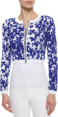 Milly Midnight Cropped Floral-Print Jacket