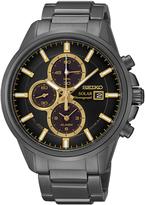 Thumbnail for your product : Seiko Solar Chronograph Black IP Bracelet Mens Watch