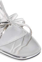 Thumbnail for your product : Prada Metallic Leather Slingback Sandals - Silver