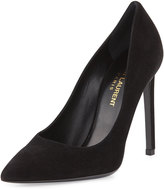 Thumbnail for your product : Saint Laurent Suede Pointed-Toe Pump, Black