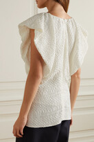 Thumbnail for your product : Co Ruffled Linen-blend Cloqué Top - Ivory