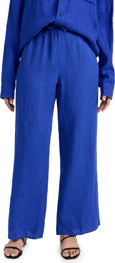 Desmond & Dempsey Lounge Plain Linen Trousers