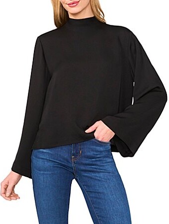 Ted Baker Flowy Georgette Mock Tie Neck Long Bell Sleeve Blouse