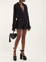 Thumbnail for your product : Saint Laurent Turned-up Cuff Sequinned Tweed Shorts - Womens - Black