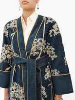 Thumbnail for your product : F.R.S For Restless Sleepers Nomos Floral-jacquard Chenille Evening Coat - Navy Multi
