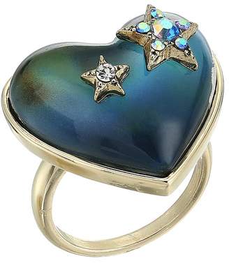 Betsey Johnson Blue and Gold Heart Mood Ring Ring