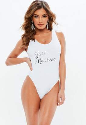 Missguided Bridal White Just Married Swimsuit