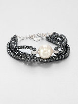Thumbnail for your product : Majorica 16MM White Baroque Pearl, Hematite & Sterling Silver Four-Row Beaded Bracelet