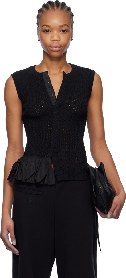MM6 MAISON MARGIELA Black Detatchable Ruffles Tank Top