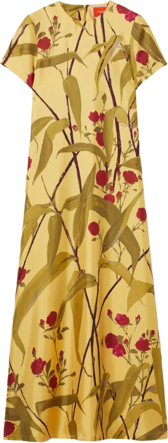La DoubleJ Floral-Print Swing Midi Day Dress