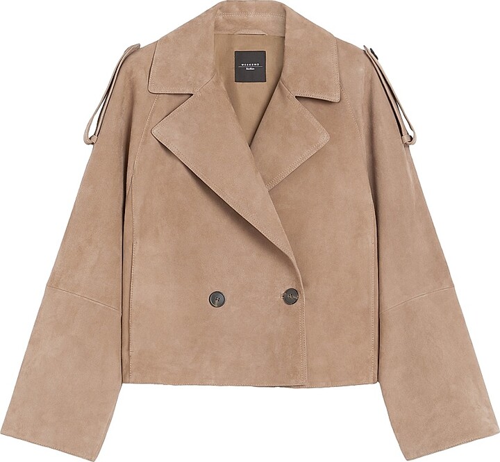Weekend Max Mara Women's Short Suede Trench Coat - Marron Glace - Size 0