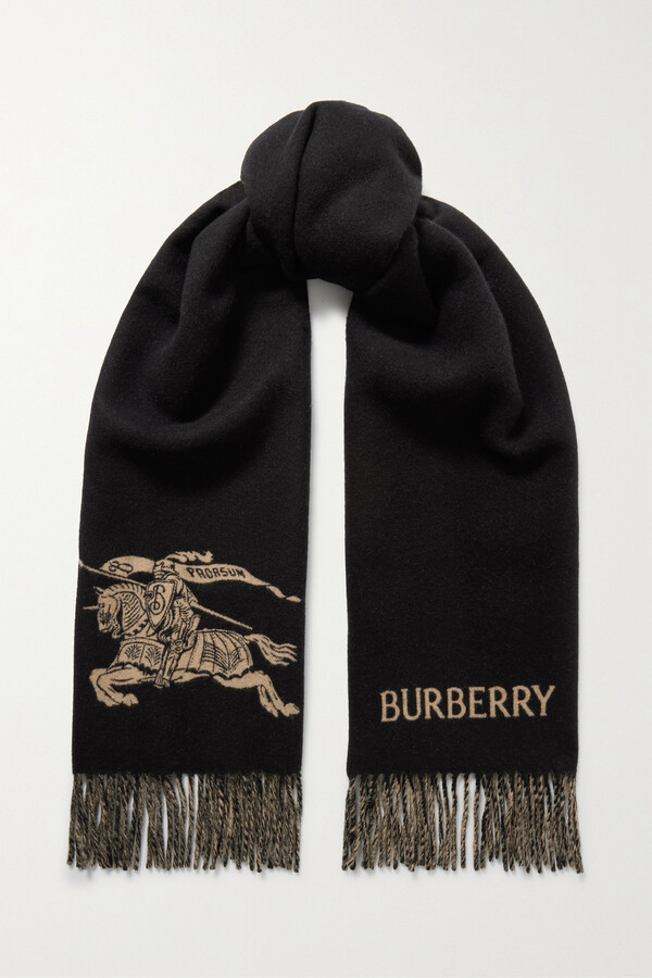 Woolen Scarf Burberry Logo Wool Jacquard Scarf BURBERRY Monogram