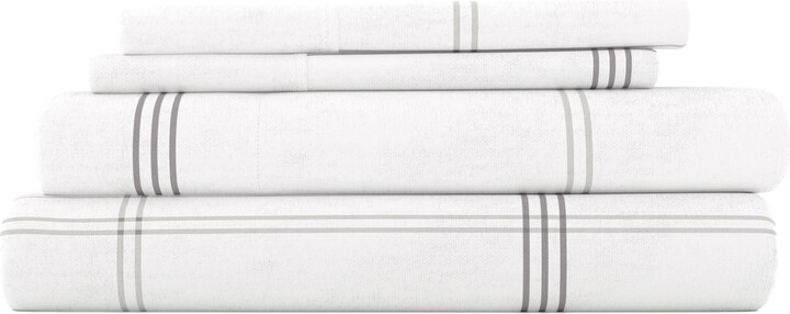 HOMESPUN Premium Checkered 4-Piece Flannel Bed Sheet Set