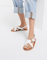 Thumbnail for your product : ASOS DESIGN Feel Good leather toe loop sandal in white