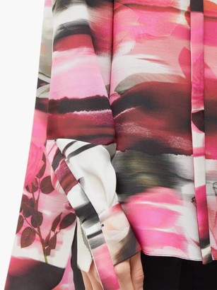 Alexander McQueen Rose-print Silk Pussy-bow Blouse - Pink Print