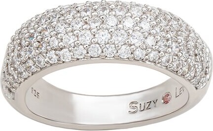 Suzy Levian CZ Jewelry Suzy Levian Silver Cz Thick Pave Half-Eternity Ring
