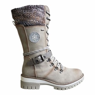 womens buckle lace mid calf boots