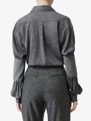 Burberry Panelled-sleeve Wool Shirt