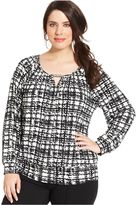 Thumbnail for your product : Amy Byer Plus Size Printed Keyhole Blouse