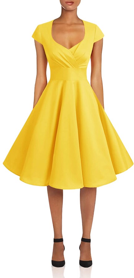 yellow rockabilly dress