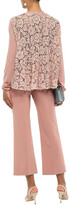 Thumbnail for your product : Valentino Paneled Pleated Wool And Corded Lace Cardigan