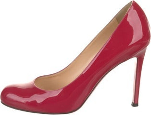 Christian Louboutin Patent Leather Pumps Pink Round-Toes Designer