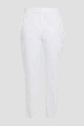 VIVETTA Bow-detailed cotton-blend twill tapered pants